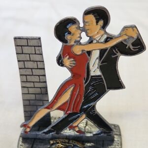 Vintage  Buenos Aires Argentina Tango Dance Couple Metal Figurine Red Black